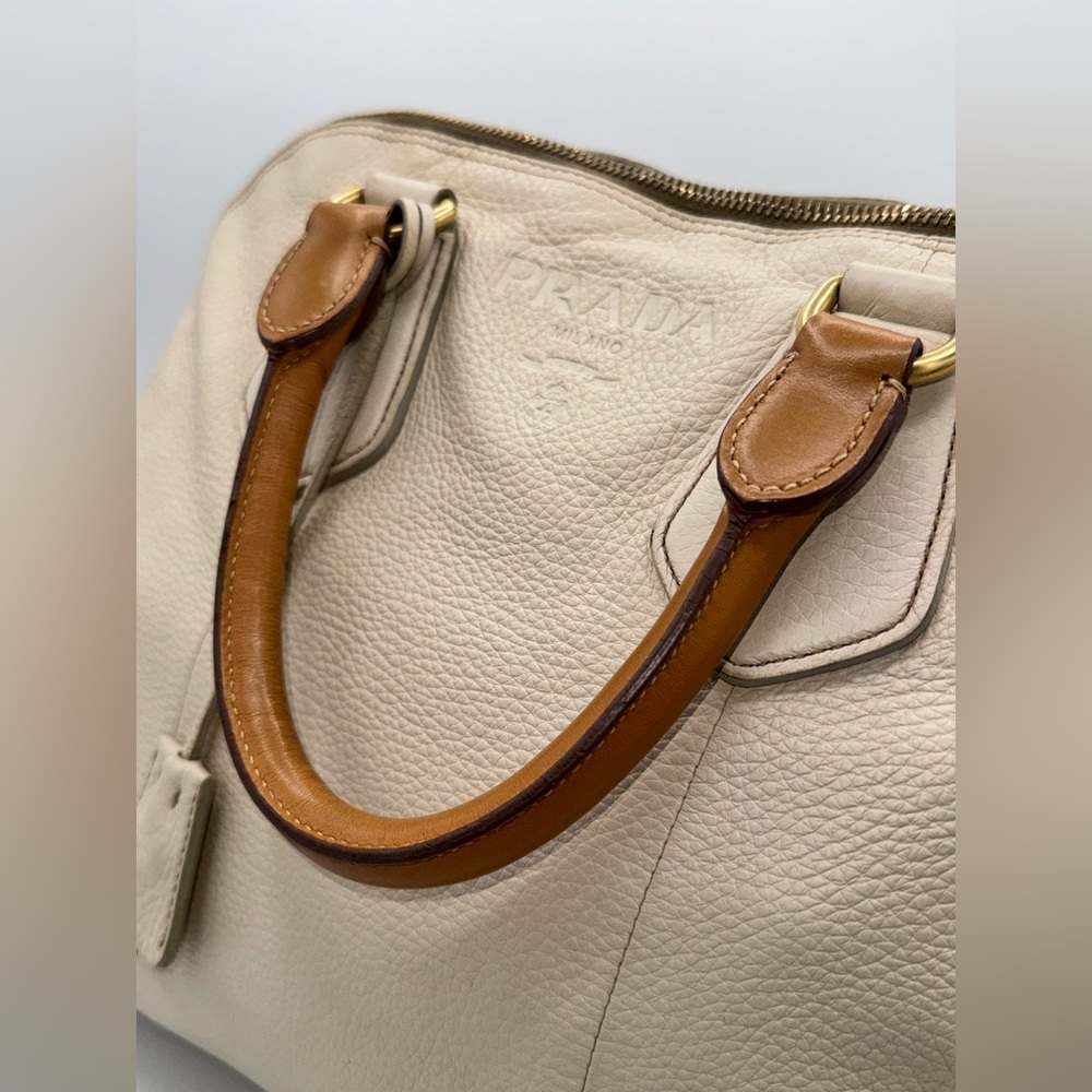 Prada Cream Vitello Dome Satchel 🤍 Classic Neutral Luxury - Picture 12 of 14